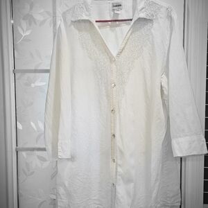 Chico's White Button-Up Shirt